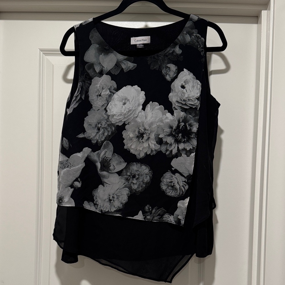 Calvin Klein Monochrome Floral Blouse